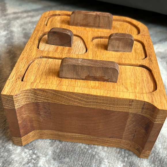 Handmade all Wood curved 4 drawer Trinket Box apothecary spice cabinet custom - Picture 5 of 11